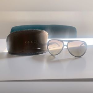 Gucci, bronze-ish black aviators, case and cleaning cloth.